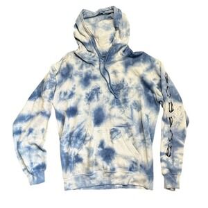 Tye Dye Neon Riot Hoodie- Blue/White Pull-Over